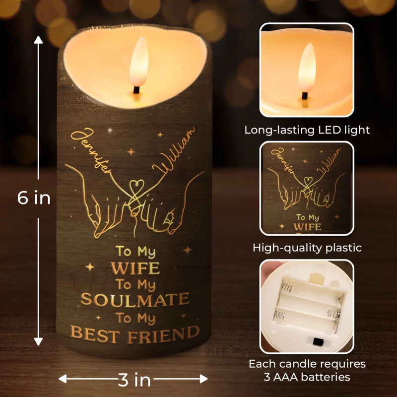 Custom LED Candle - Personalized Anniversary Wedding Gifts For Husband And Wife, Him And Her - No Refunds, Just Us