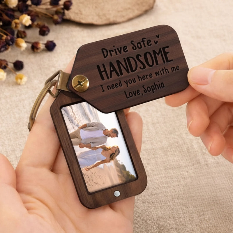 Custom Photo Wooden Keychain - Personalized Anniversary Wedding Gifts For Husband And Wife, Him And Her - You Make Moments Matter