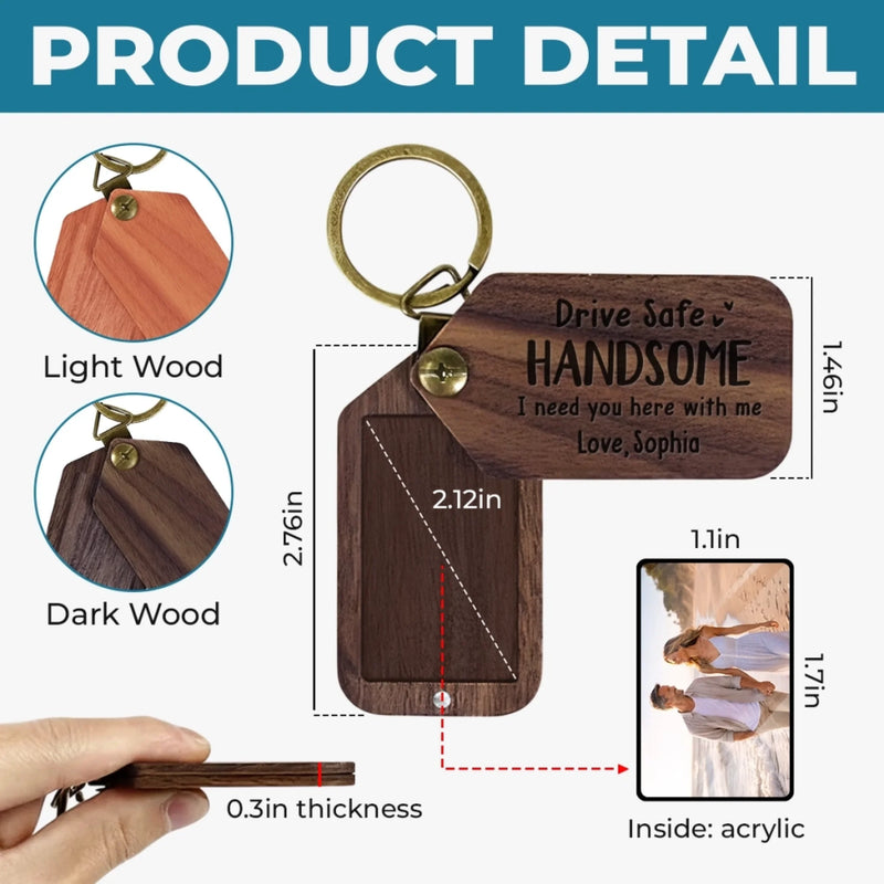 Custom Photo Wooden Keychain - Personalized Anniversary Wedding Gifts For Husband And Wife, Him And Her - You Make Moments Matter