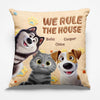 Custom Pillow - Personalized Birthday Gifts For Dog Cat Lovers, Dog Dad And Mom, Cat Owners - Pets Rule Humans Serve