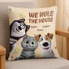 Custom Pillow - Personalized Birthday Gifts For Dog Cat Lovers, Dog Dad And Mom, Cat Owners - Pets Rule Humans Serve