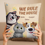 Custom Pillow - Personalized Birthday Gifts For Dog Cat Lovers, Dog Dad And Mom, Cat Owners - Pets Rule Humans Serve
