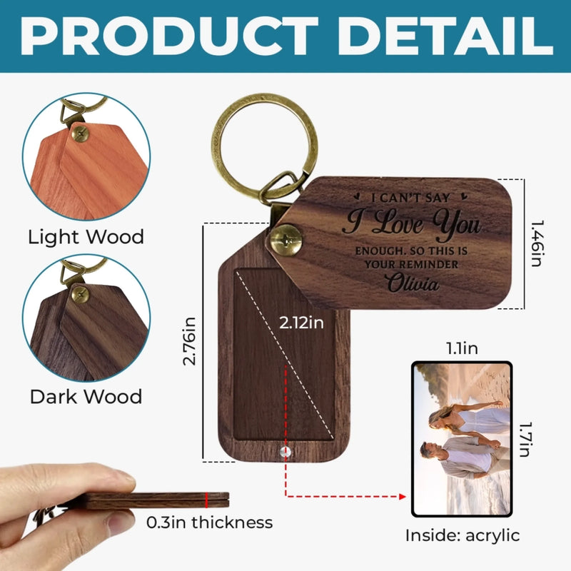 Custom Photo Wooden Keychain - Personalized Anniversary Wedding Gifts For Husband And Wife, Him And Her - Together We Keep Blooming