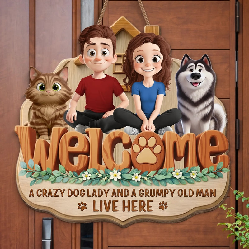Custom Wood Sign - Personalized Anniversary Wedding Gifts For Husband And Wife, Dog Cat Lovers - Home Sweet Fur