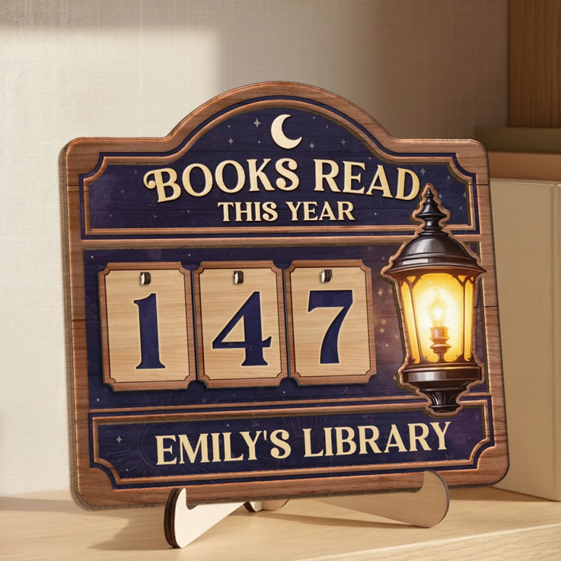 Custom Wooden Tracker Sign - Personalized Bookish Gifts For Book Lovers, Bookworms, Readers - Reading Is Progress