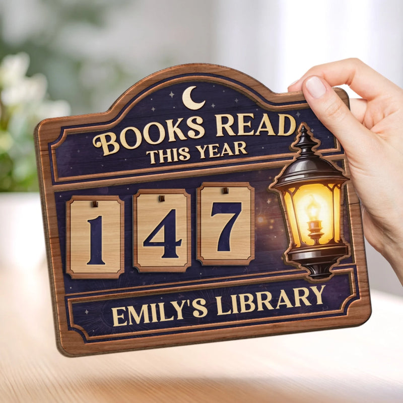 Custom Wooden Tracker Sign - Personalized Bookish Gifts For Book Lovers, Bookworms, Readers - Reading Is Progress