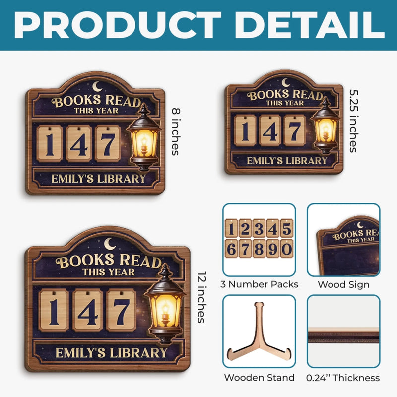 Custom Wooden Tracker Sign - Personalized Bookish Gifts For Book Lovers, Bookworms, Readers - Reading Is Progress