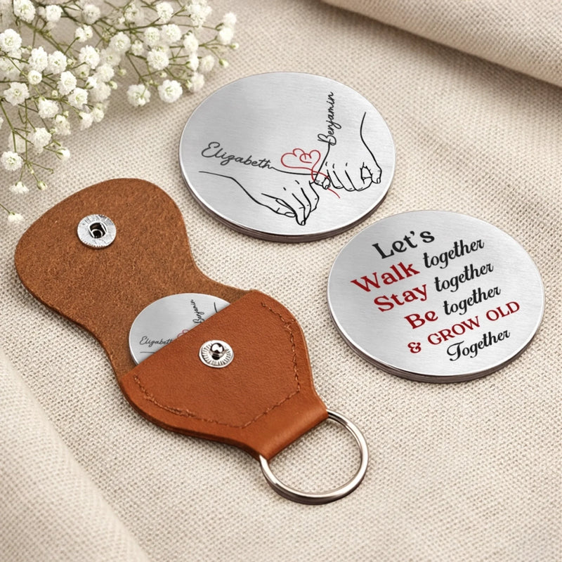 Custom Pocket Hug - Personalized Anniversary Wedding Gifts For Husband And Wife, Him And Her - Side By Side Feels Right