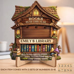 Custom Wooden Tracker Sign - Personalized Bookish Gifts For Book Lovers, Bookworms, Readers - Shelves Full Of Magic