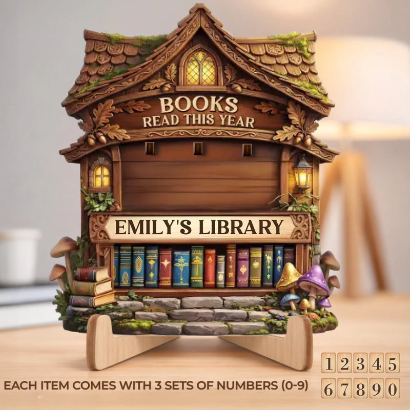Custom Wooden Tracker Sign - Personalized Bookish Gifts For Book Lovers, Bookworms, Readers - Shelves Full Of Magic