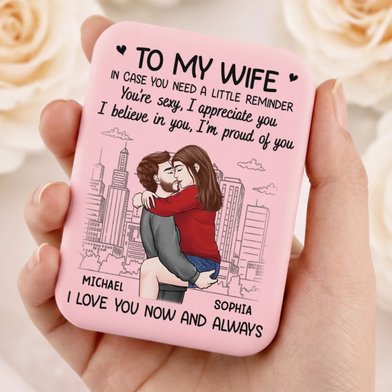 Custom LED Compact Makeup Mirror - Personalized Anniversary Wedding Gifts For Husband And Wife, Him And Her - Built On Care And Trust
