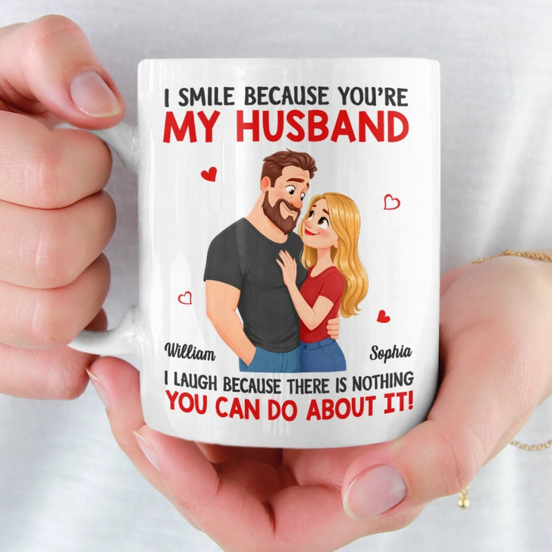 Custom Mug - Personalized Anniversary Wedding Gifts For Husband And Wife, Him And Her - Married You, Smiling Daily