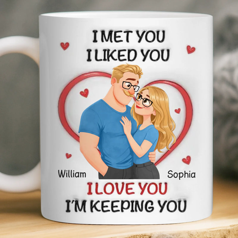 Custom 3D Inflated Effect Printed Mug - Personalized Anniversary Wedding Gifts For Husband And Wife, Him And Her - With You, Life’s Funnier