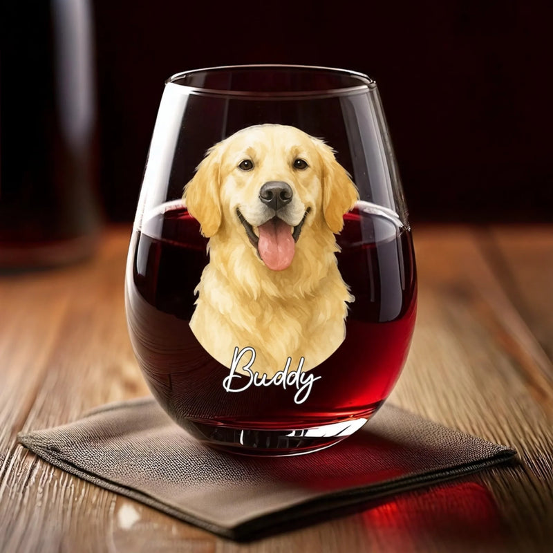 Custom Photo Wine Glass - Personalized Birthday Gifts For Dog Cat Lovers, Dog Dad And Mom, Cat Owners - Cheers To Dog Parents