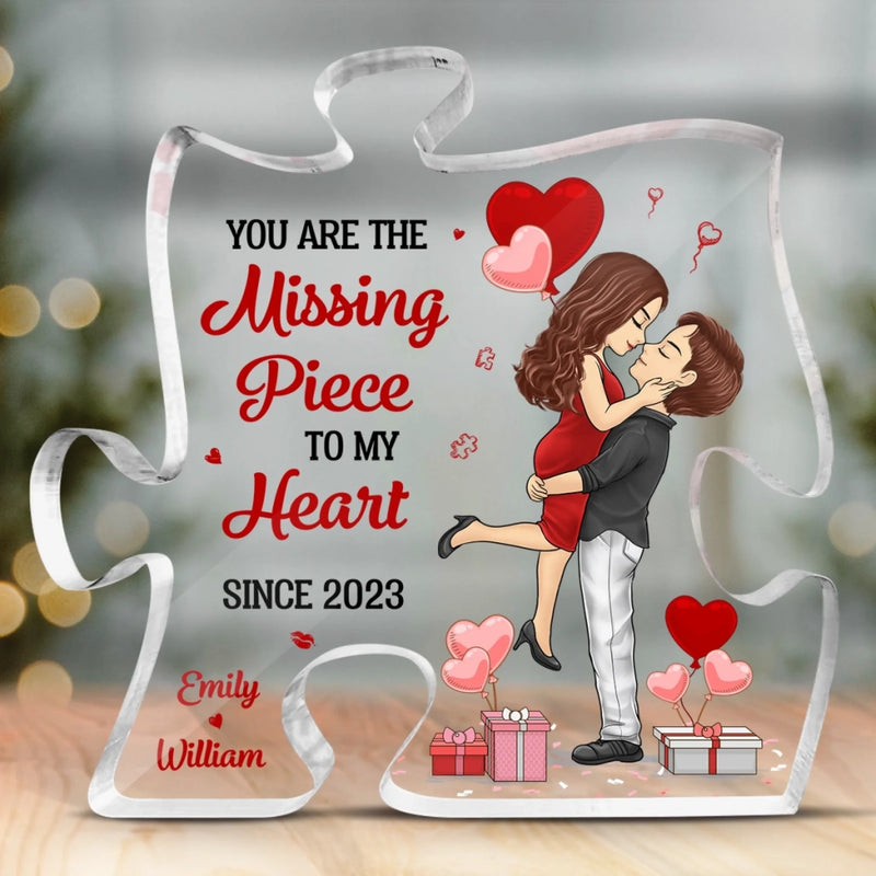 Custom Puzzle Shaped Acrylic Plaque - Personalized Anniversary Wedding Gifts For Husband And Wife, Him And Her - Destiny Brought You To Me