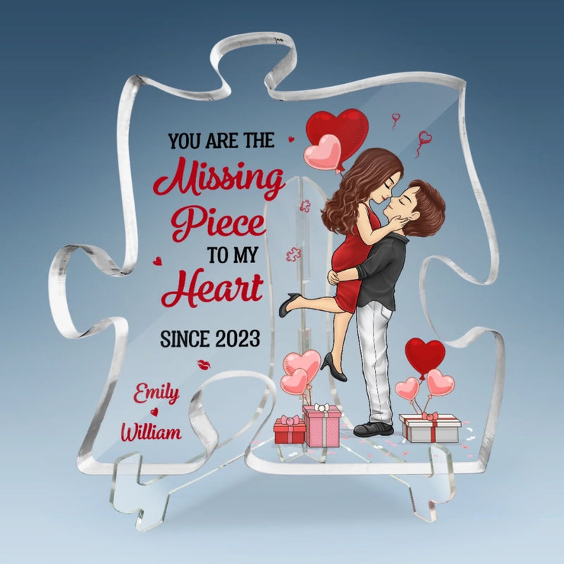 Custom Puzzle Shaped Acrylic Plaque - Personalized Anniversary Wedding Gifts For Husband And Wife, Him And Her - Destiny Brought You To Me