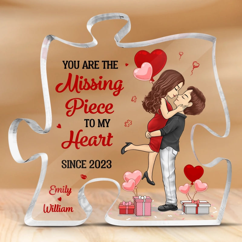 Custom Puzzle Shaped Acrylic Plaque - Personalized Anniversary Wedding Gifts For Husband And Wife, Him And Her - Destiny Brought You To Me