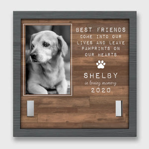 Custom Photo Pet Loss Sign, Collar Frame - Personalized Pet Memorial Sympathy Gifts For Dogs, Cats - Run Free Over Rainbow Bridge