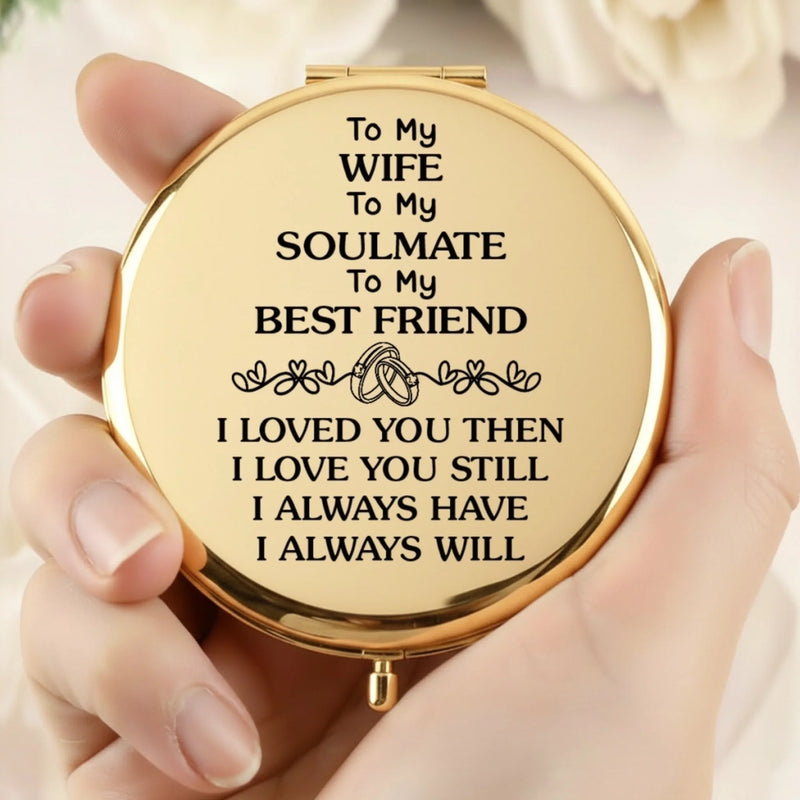 Custom Compact Mirror - Personalized Anniversary Wedding Gifts For Husband And Wife, Him And Her - Me And You Forever