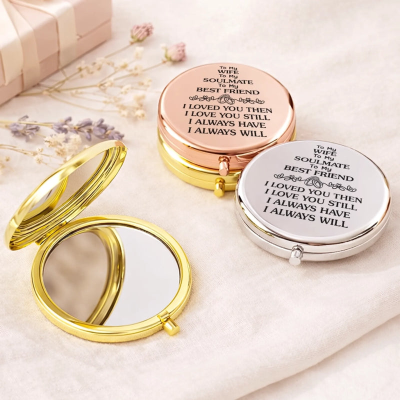 Custom Compact Mirror - Personalized Anniversary Wedding Gifts For Husband And Wife, Him And Her - Me And You Forever