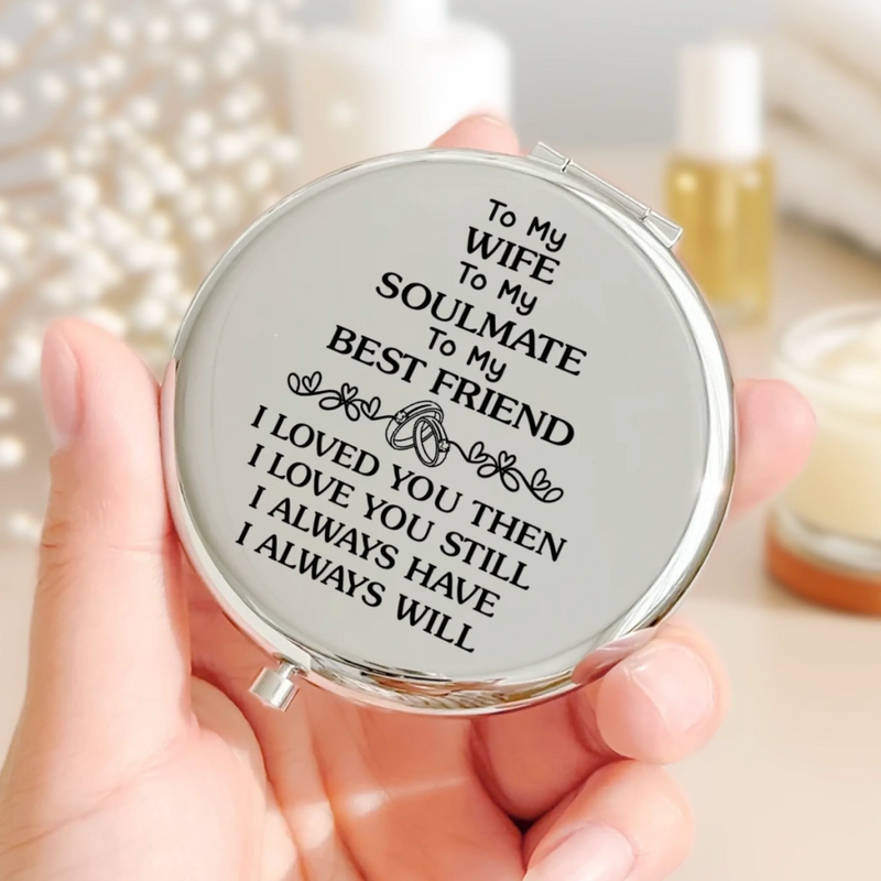 Custom Compact Mirror - Personalized Anniversary Wedding Gifts For Husband And Wife, Him And Her - Me And You Forever