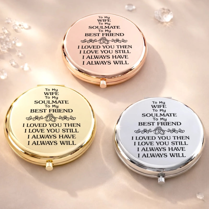 Custom Compact Mirror - Personalized Anniversary Wedding Gifts For Husband And Wife, Him And Her - Me And You Forever