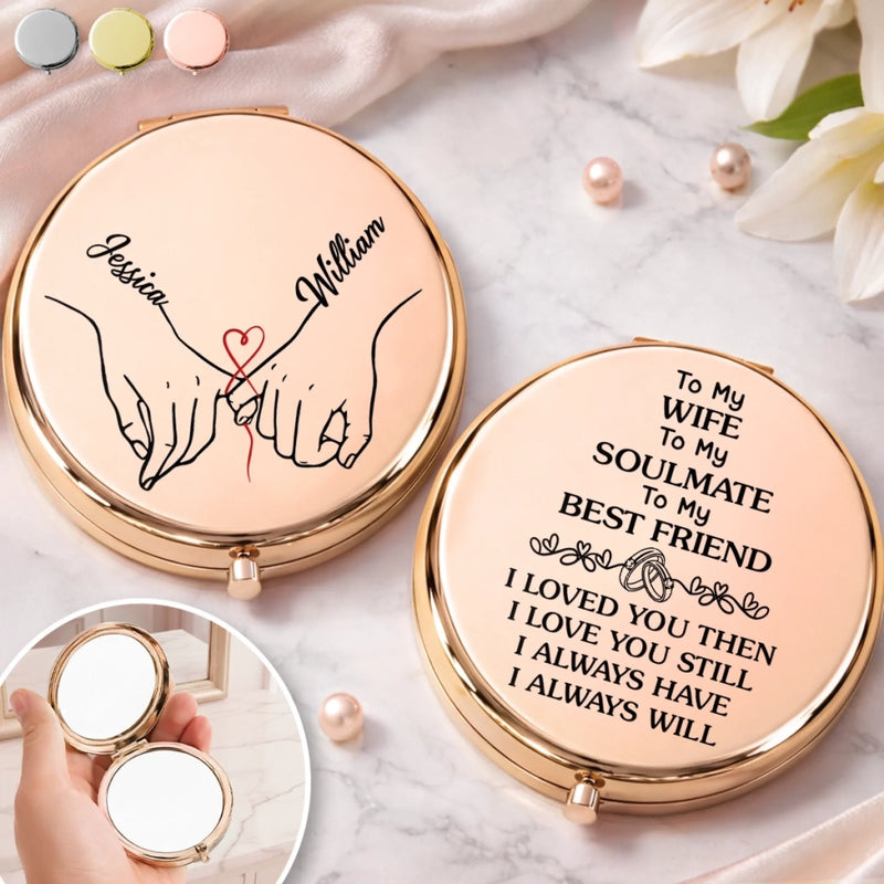 Custom Compact Mirror - Personalized Anniversary Wedding Gifts For Husband And Wife, Him And Her - Me And You Forever