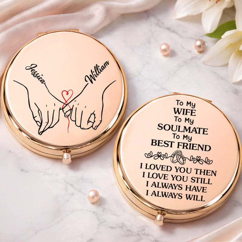 Custom Compact Mirror - Personalized Anniversary Wedding Gifts For Husband And Wife, Him And Her - Me And You Forever