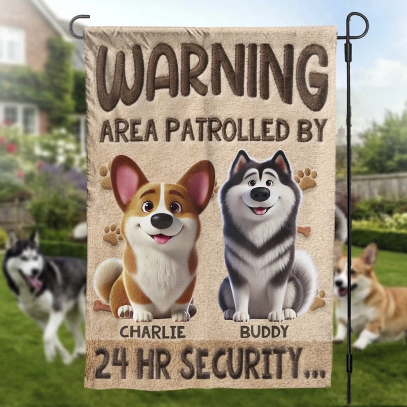 Custom Flag - Personalized Birthday Gifts For Dog Lovers, Dog Dad And Mom - Security Provided By Dogs