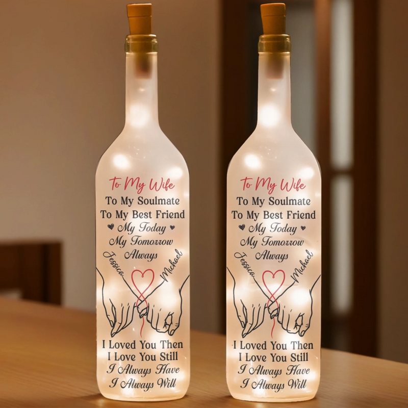 Custom Bottle Lamp - Personalized Anniversary Wedding Gifts For Husband And Wife, Him And Her - Our Love Glows Forever