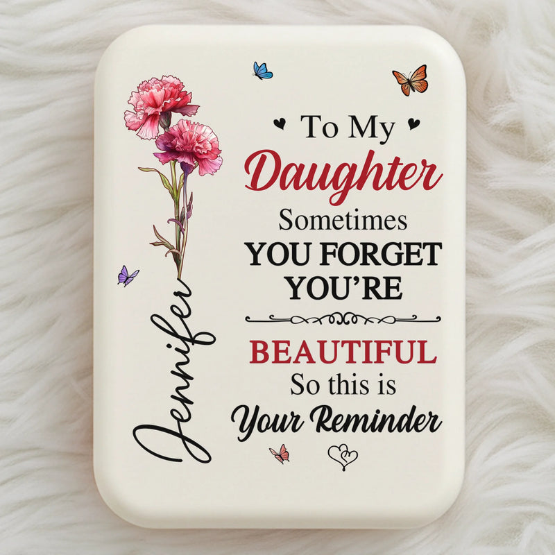 Custom LED Compact Makeup Mirror - Personalized Birthday Gifts For Mom, Daughter - Shine Bright My Girl