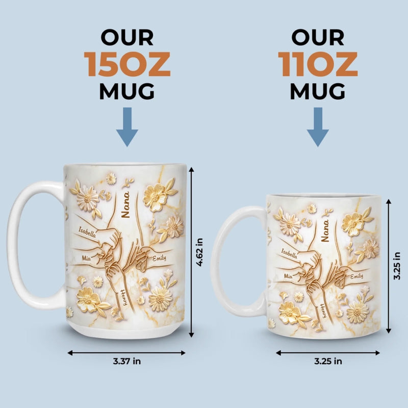 Custom 3D Inflated Effect Printed Mug - Personalized Mother's Day Gifts For Mom, Grandma - Love Passed Down Forever