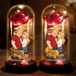 Custom Light Up Eternal Rose In Glass Dome - Personalized Anniversary Wedding Gifts For Husband And Wife, Him And Her - Our Hearts Choose Forward