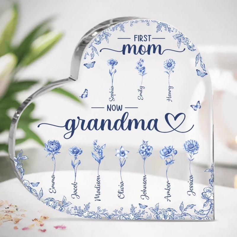 Custom Heart Shaped Acrylic Plaque - Personalized Mother's Day Gifts For Mom, Grandma -Two Generations One Love