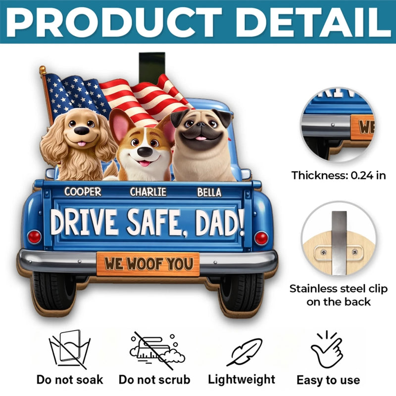 Custom Car Visor Clip - Personalized Birthday Gifts For Dog Lovers, Dog Dad And Mom - Come Home Safe