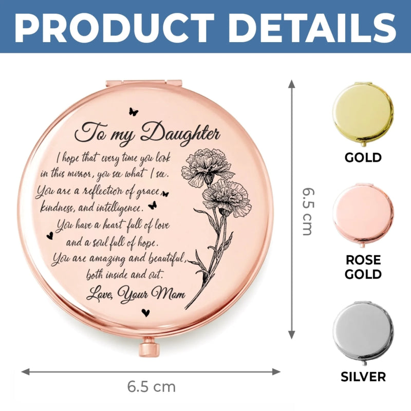 Custom Compact Mirror - Personalized Birthday Gifts For Daughter, Granddaughter - Beautiful Inside Out