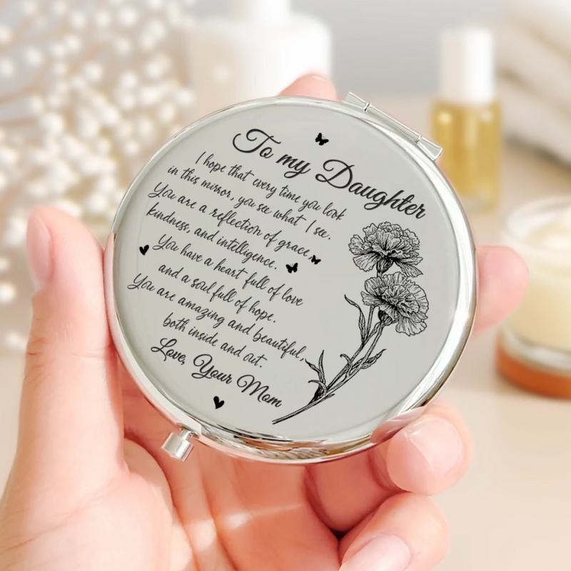 Custom Compact Mirror - Personalized Birthday Gifts For Daughter, Granddaughter - Beautiful Inside Out