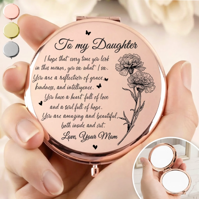 Custom Compact Mirror - Personalized Birthday Gifts For Daughter, Granddaughter - Beautiful Inside Out