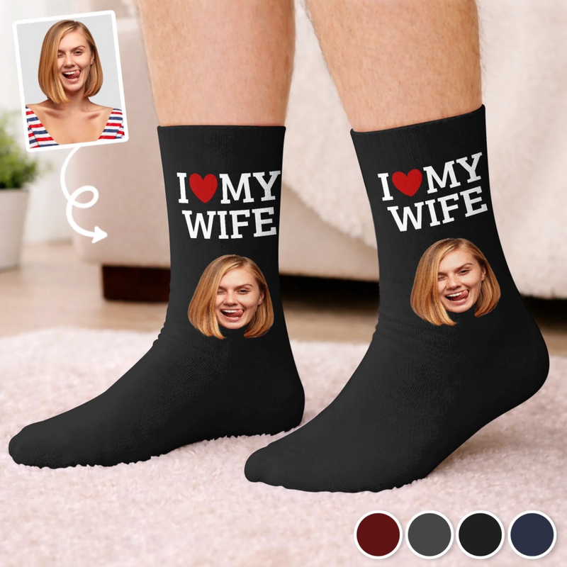 Custom Photo Crew Socks - Personalized Anniversary Wedding Gifts For Husband And Wife, Him And Her - You Are My Home