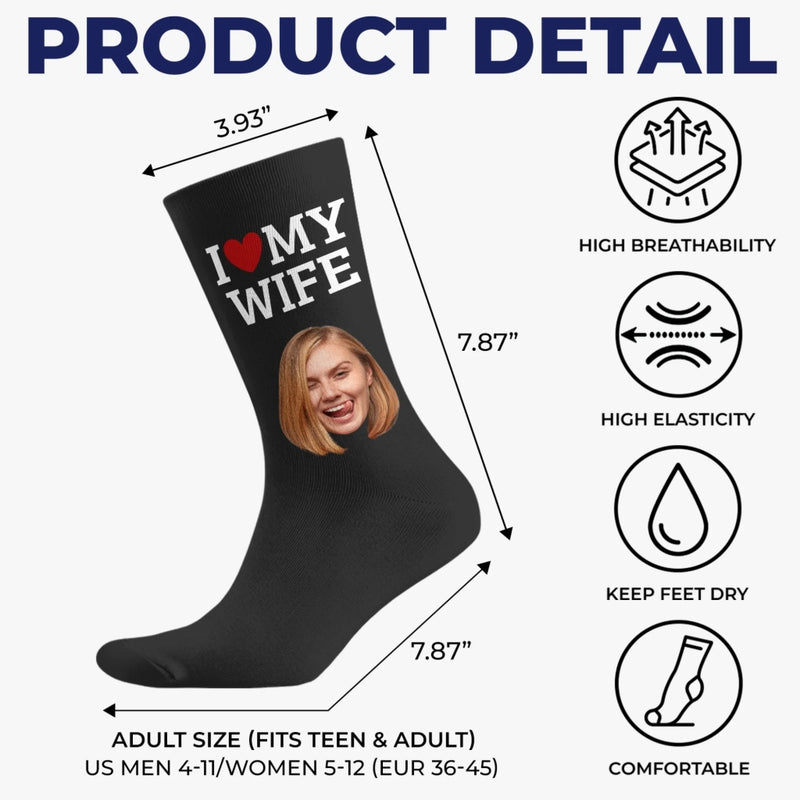 Custom Photo Crew Socks - Personalized Anniversary Wedding Gifts For Husband And Wife, Him And Her - You Are My Home