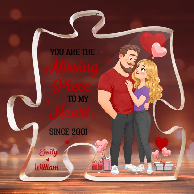 Custom Puzzle Shaped Acrylic Plaque - Personalized Anniversary Wedding Gifts For Husband And Wife, Him And Her - Love Grows Where We Are