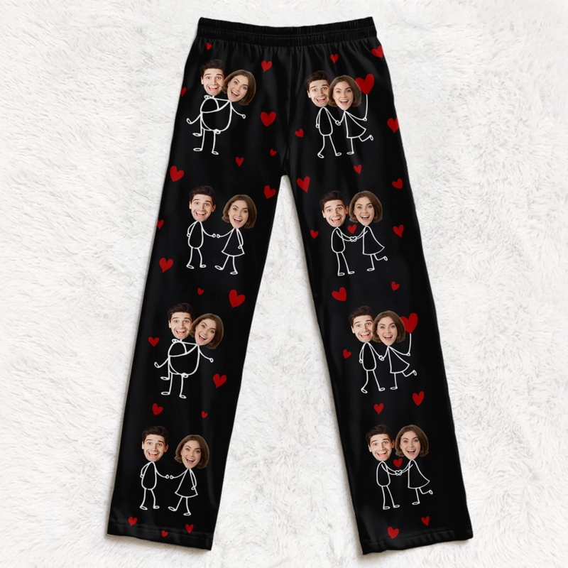 Custom Photo Pajama Pants - Personalized Anniversary Wedding Gifts For Husband And Wife, Him And Her - Together Feels Warm And Right
