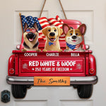 Custom America 250th Anniversary Wood Sign - Personalized Birthday Gifts For Dog Lovers, Dog Dad And Mom - Freedom Lives Here