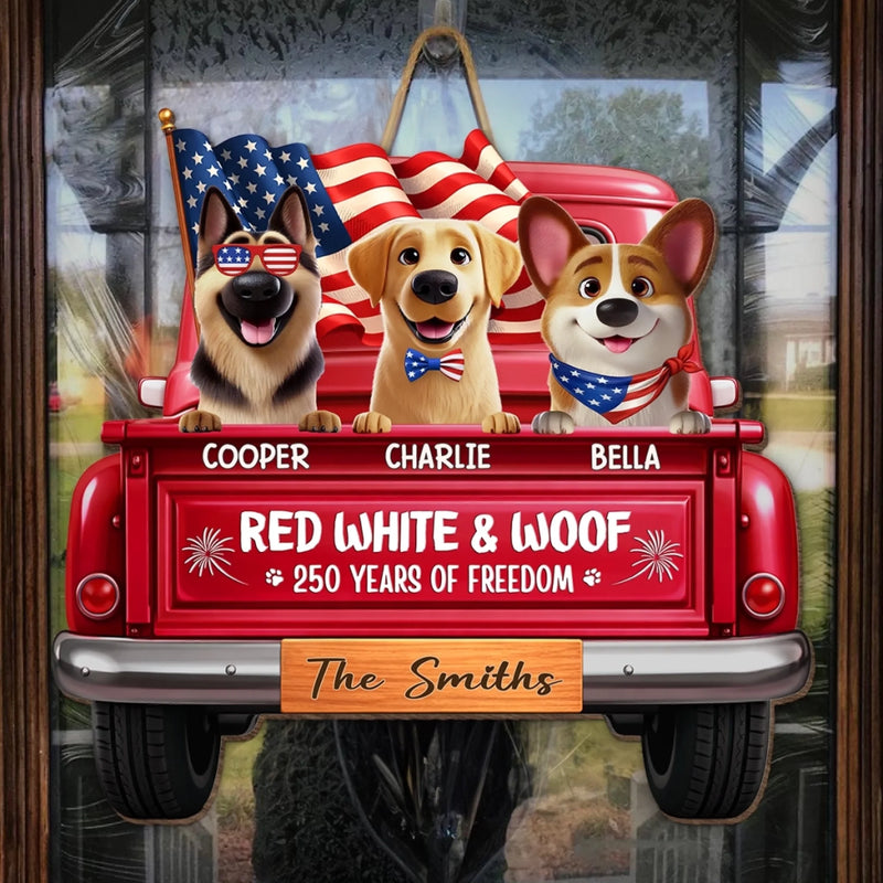 Custom America 250th Anniversary Wood Sign - Personalized Birthday Gifts For Dog Lovers, Dog Dad And Mom - Freedom Lives Here
