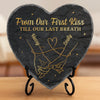 Custom Heart Shaped Stone With Stand - Personalized Anniversary Wedding Gifts For Husband And Wife, Him And Her - A Lifetime Holding Hands