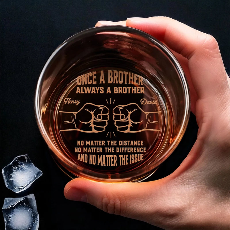 Custom Whiskey Glass - Personalized Birthday Gifts For Brother - Growing Stronger Together Always