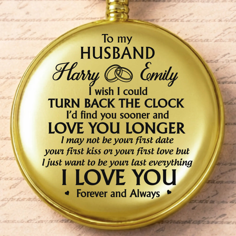 Custom Pocket Watch - Personalized Anniversary Wedding Gifts For Husband And Wife, Him And Her - Our Hearts Stay Connected