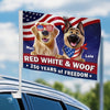 Custom Car Window Flag - Personalized America 250th Anniversary Gifts For Dog Lovers, Dog Dad And Mom - Rolling With Patriotic Pups
