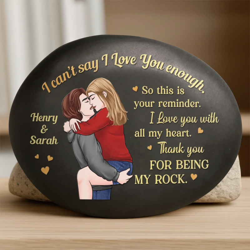 Custom Printed Rock - Personalized Anniversary Wedding Gifts For Husband And Wife, Him And Her - Love Built To Last