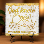 Custom Square Shaped Stone With Stand - Personalized Anniversary Wedding Gifts For Husband And Wife, Him And Her - Holding Love Forever